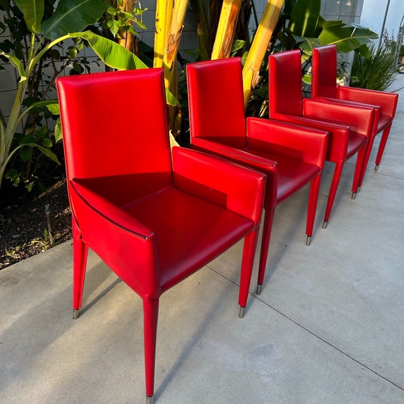 BOTTEGA Armchair Red Leather by FRAG  Italy Light Use - Picture 1 of 15